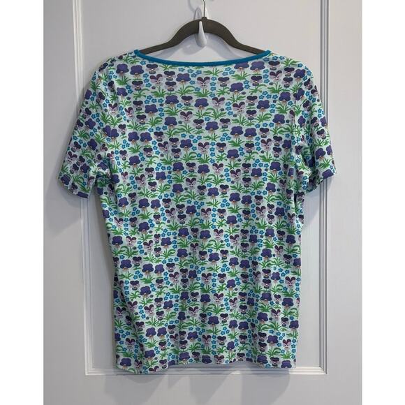 DUNS Sweden Size Large Organic Cotton Purple Blue Pansy Ditsy Floral Pattern - Picture 2 of 5